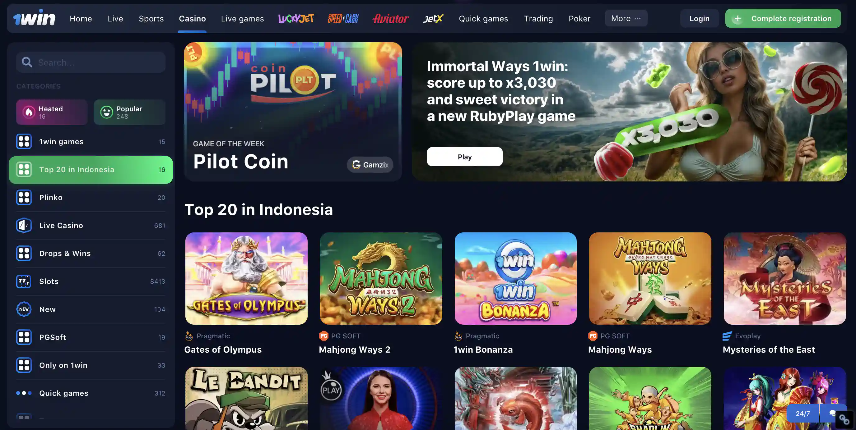 Check Out the Most Popular 1win Casino Games